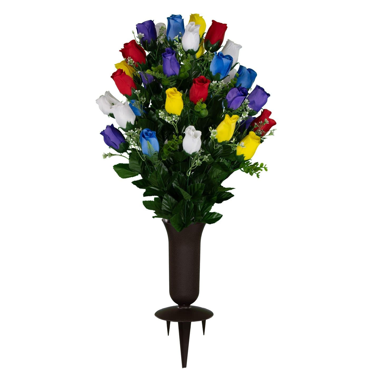 Multi Color Rose Bud with Vase - View 1