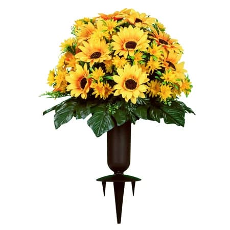 Yellow Sunflower with Sympathy Silks Vase