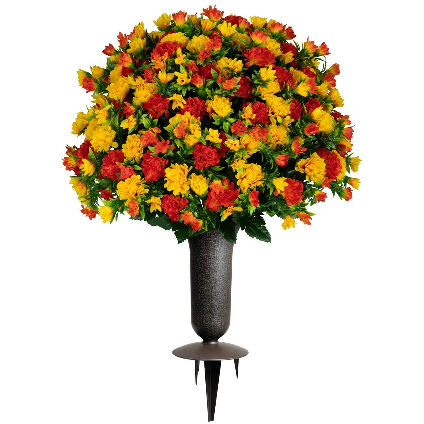 Sunset Orange Mums with Sympathy Silks Vase