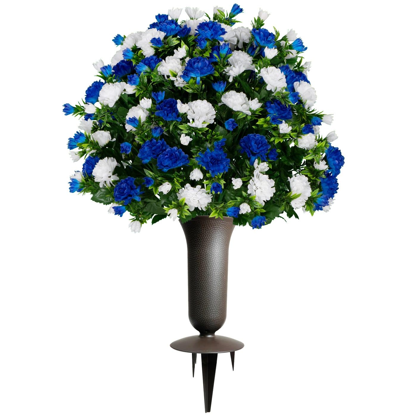 Blue and White Mums with Sympathy Silks Vase