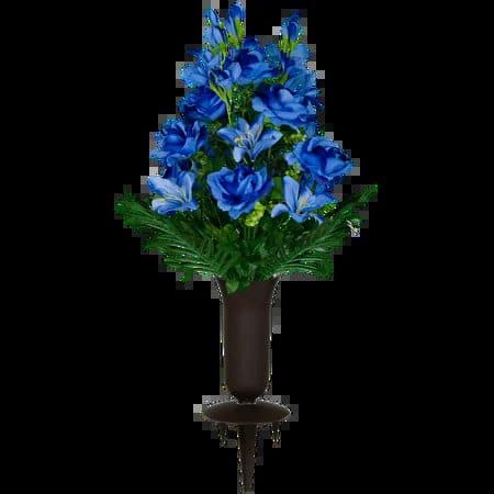 Blue Gladiolus Rose and Lily Bouquet with Sympathy Silks Vase - View 1