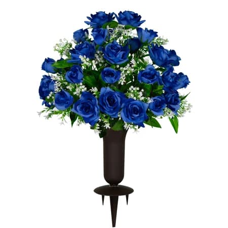 Blue Diamond Roses with Sympathy Silks Vase