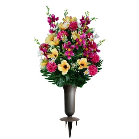 Yellow Anemone Garden Mix Bouquet with Sympathy Silks Vase - View 1
