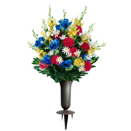 Blue Anemone Garden Mix Bouquet with Sympathy Silks Vase