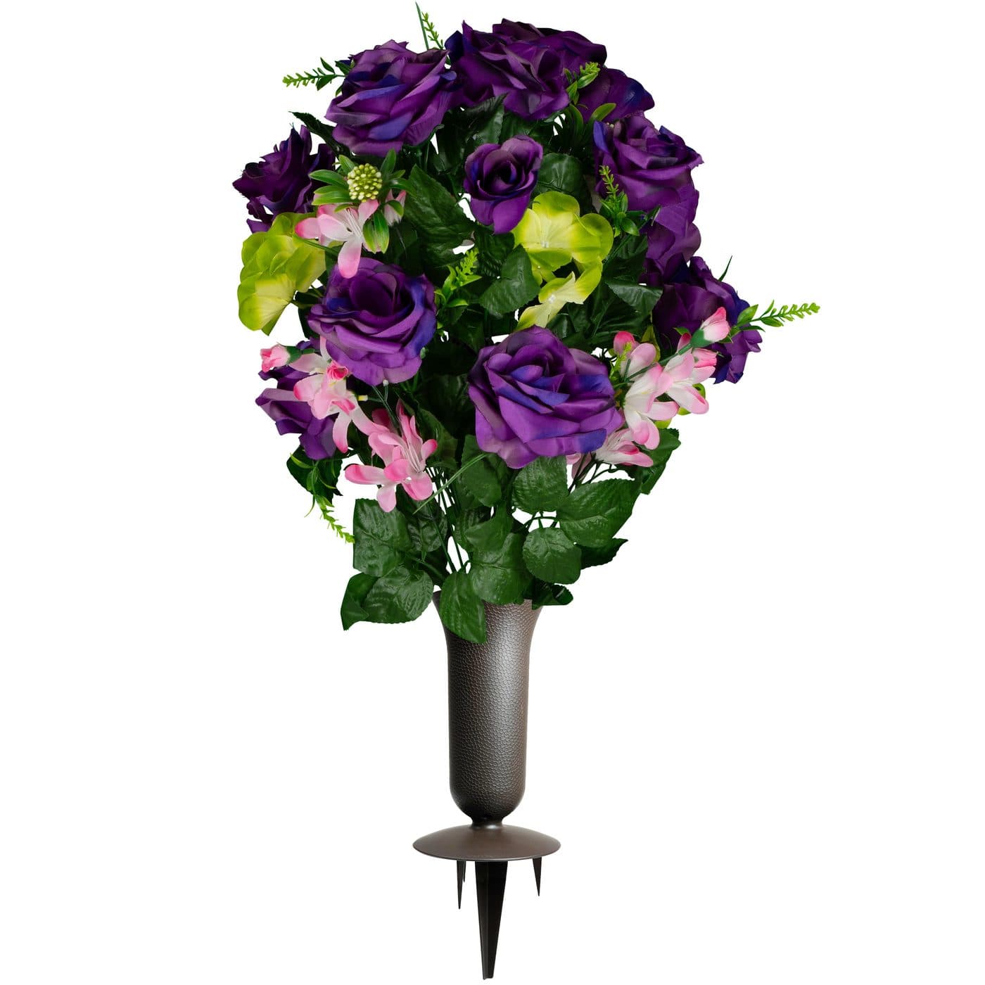 Purple Roses with Pink Accents and Sympathy Silks Vase - View 1