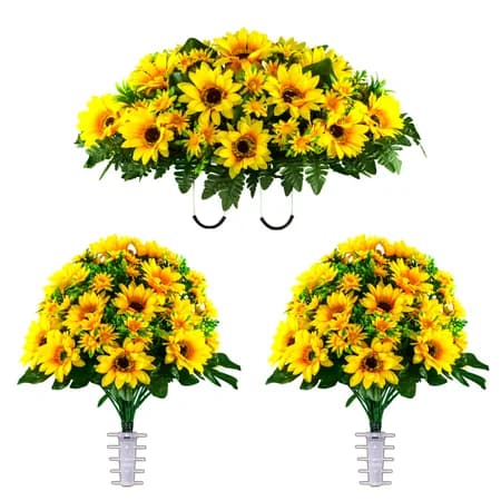 Yellow Sunflower Saddle and 2 Bouquets - View 1