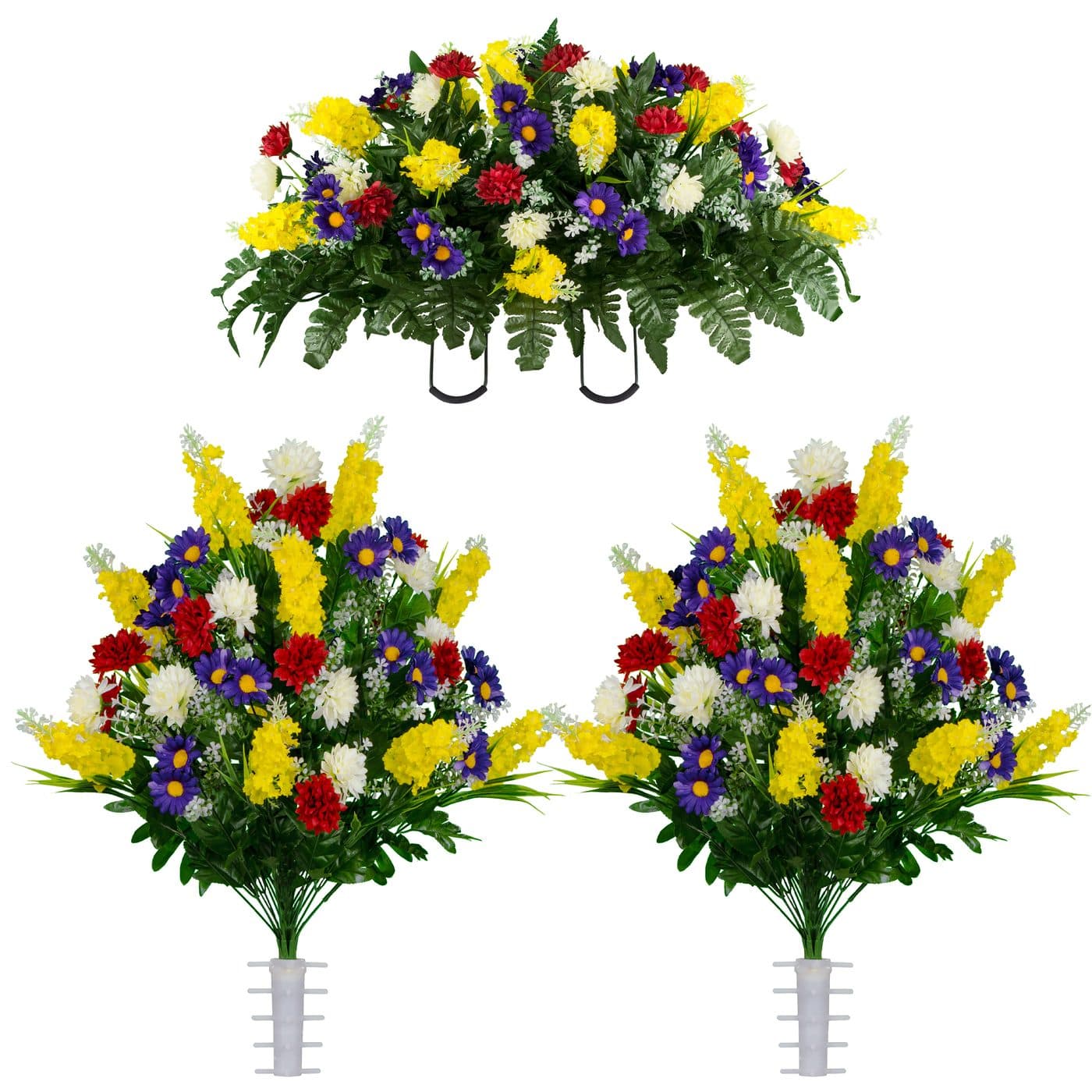 Yellow Purple and Red Wildflower Saddle and (2) Bouquets - View 1
