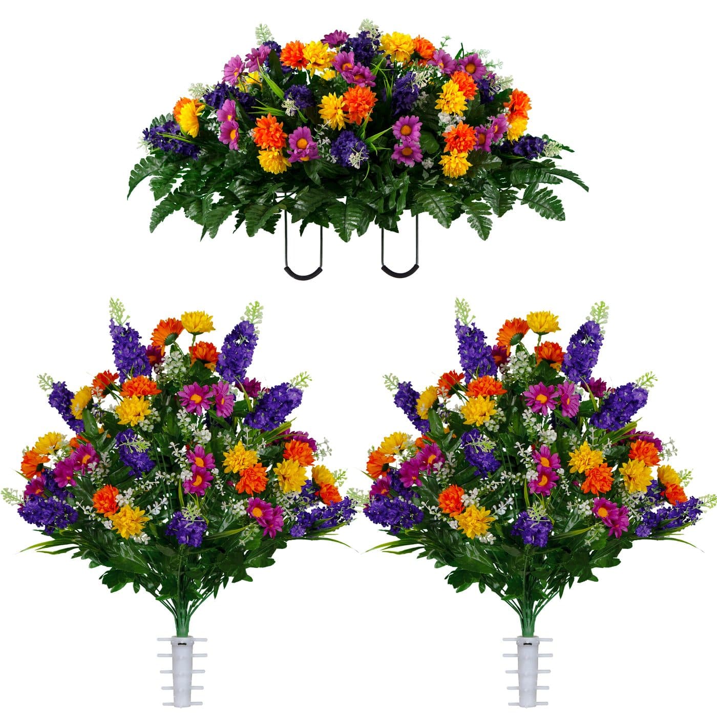 Purple Violet Yellow Wildflower Saddle and (2) Bouquets - View 1