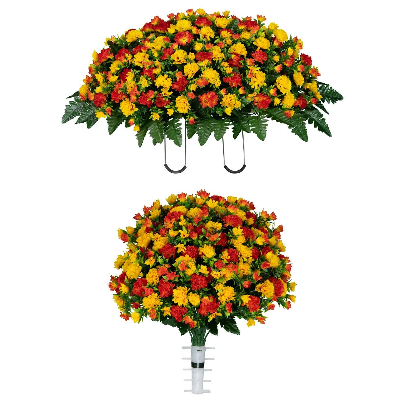 Sunset Orange Mum Saddle and 1 Bouquet - View 1