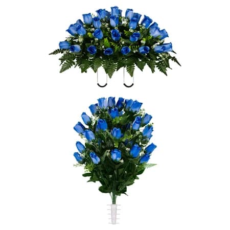 Blue Rose Buds Saddle and 1 Bouquet - View 1