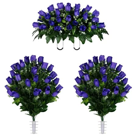 Purple Rose Buds Saddle and 2 Bouquets