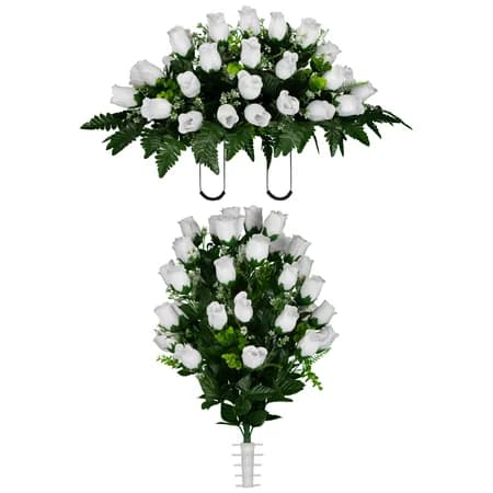 White Rose Buds Saddle and 1 Bouquet