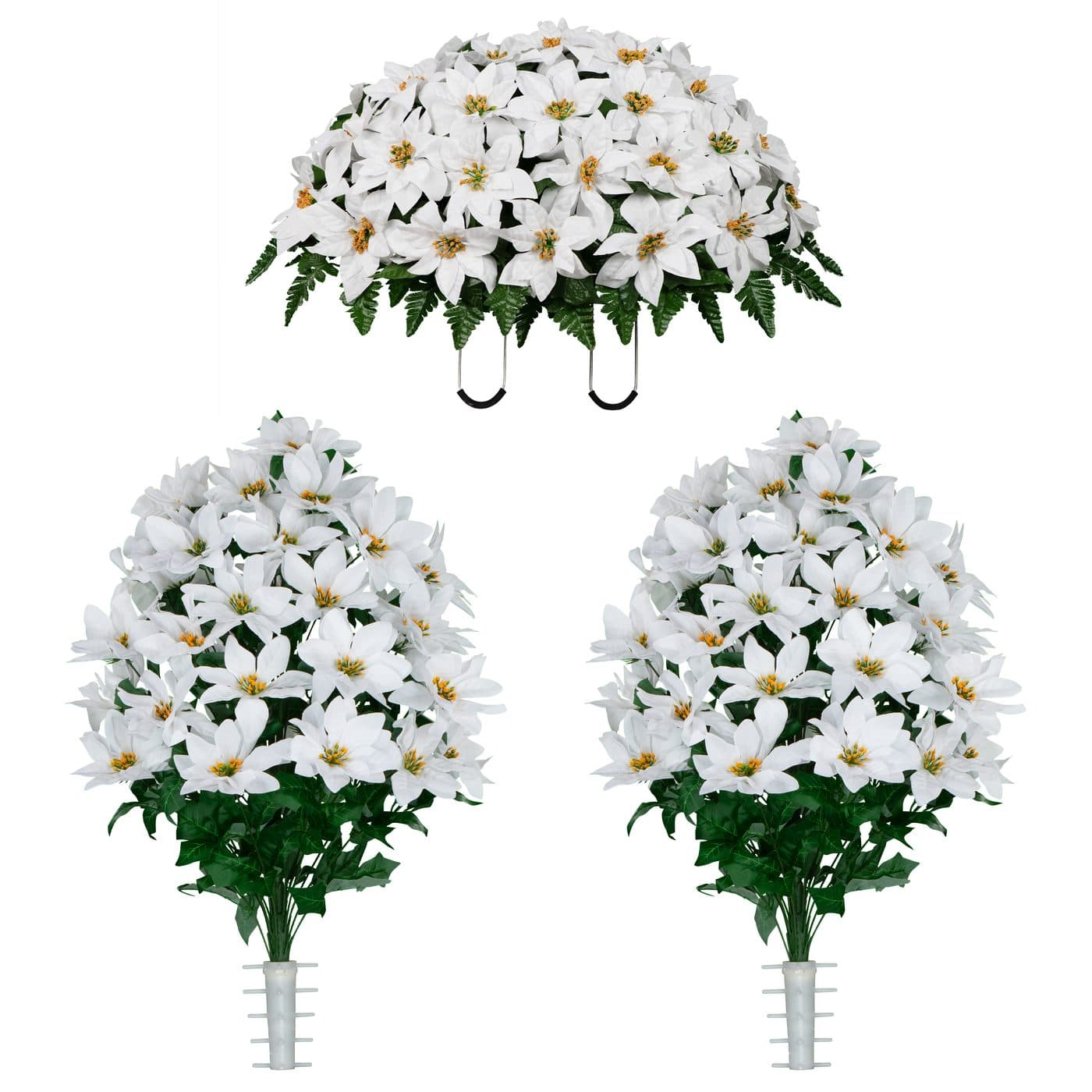 White Poinsettia Saddle and 2 Bouquets - View 1
