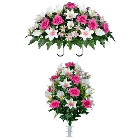 White Calla Lily and Pink Rose Saddle and 1 Bouquet