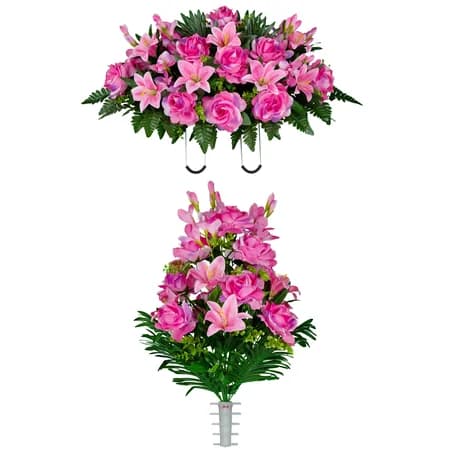 Pink Gladiolus Rose and Lily Saddle and 1 Bouquet