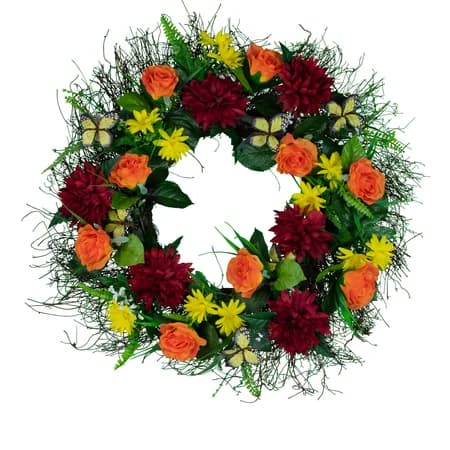 Burgundy and Orange Grapevine Wreath - View 1
