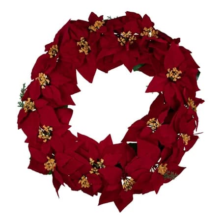 Red Poinsettia Grapevine Wreath - View 1