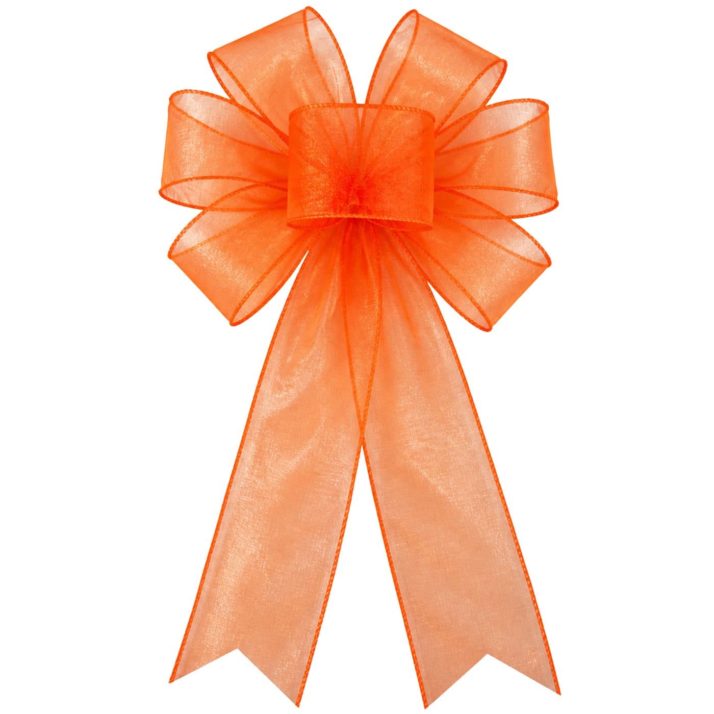 7 Loop Orange Sheer Bow - View 1