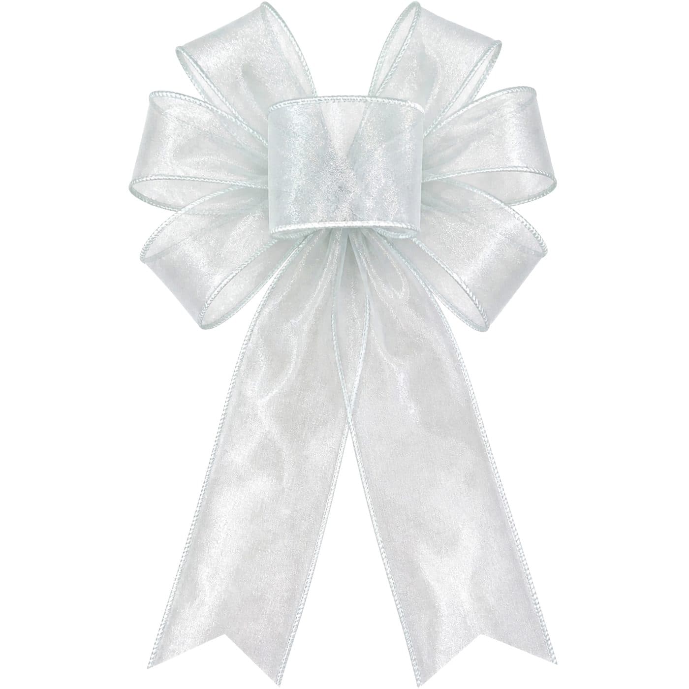 7 Loop White Sheer Bow