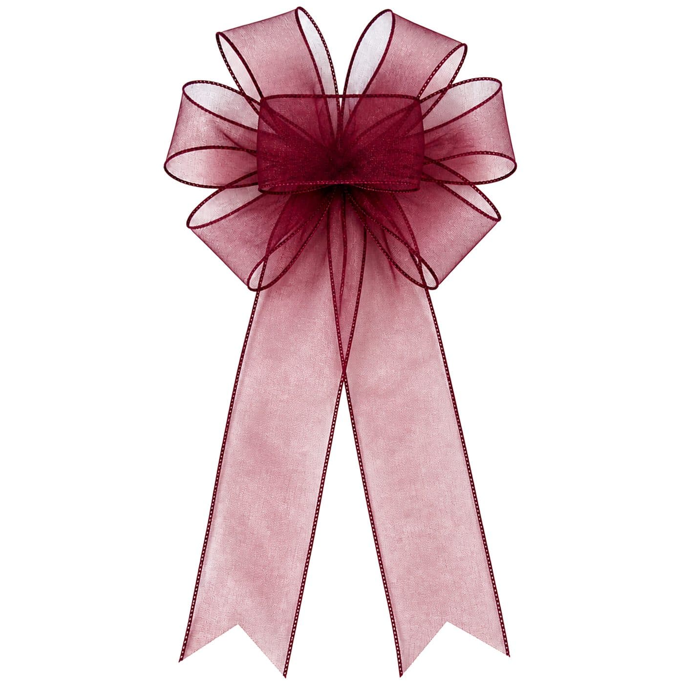 7 Loop Burgundy Sheer Bow - View 1