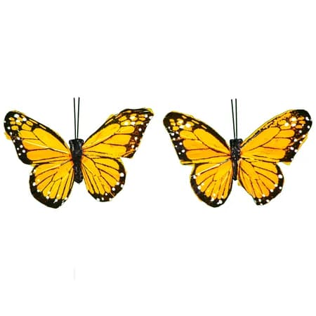 Yellow Monarch Butterfly 2 Pack - Please specify which flower arrangement to attach these to if ordering multiple - View 1