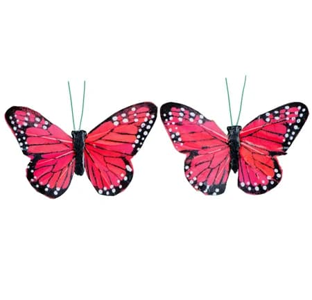 Coral Monarch Butterfly 2 Pack - Please specify which flower arrangement to attach these to if ordering multiple - View 1