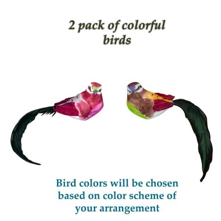 Assorted Colorful Birds 2 pack - Please specify which flower arrangement to attach these to if ordering multiple