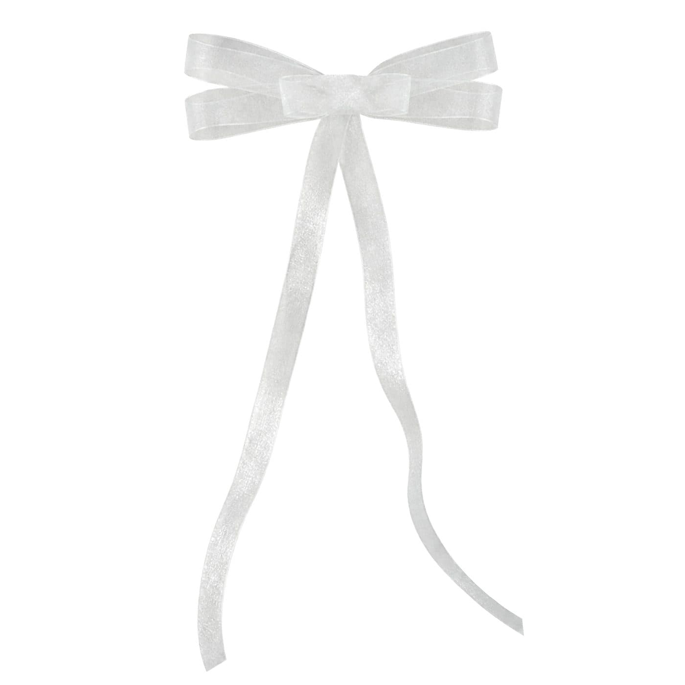 5 Loop Thin White Sheer Bow
