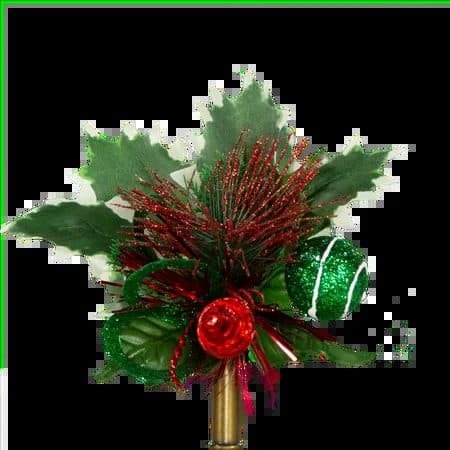 Holly Leaves with Red and Green Ornaments