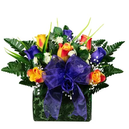 Sunset Orange and Purple Rose Buds - View 1