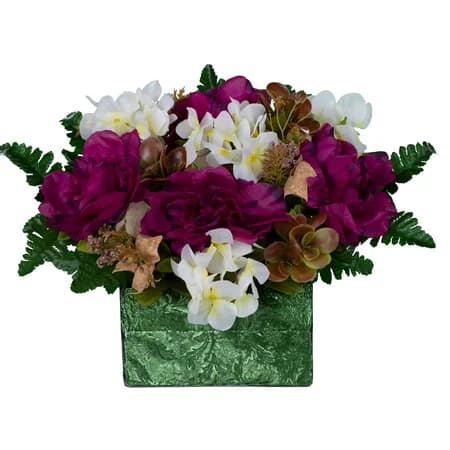 Plum Peony and White Hydrangea