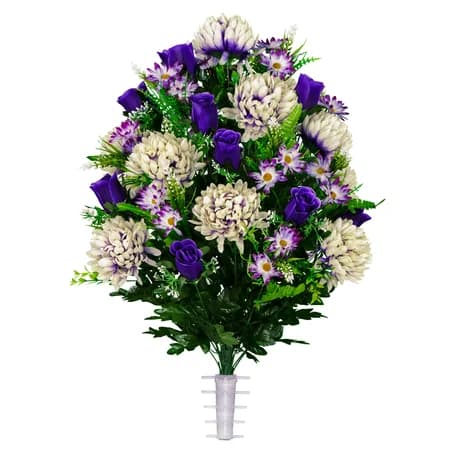 Lavender Cream Mum and Purple Rose