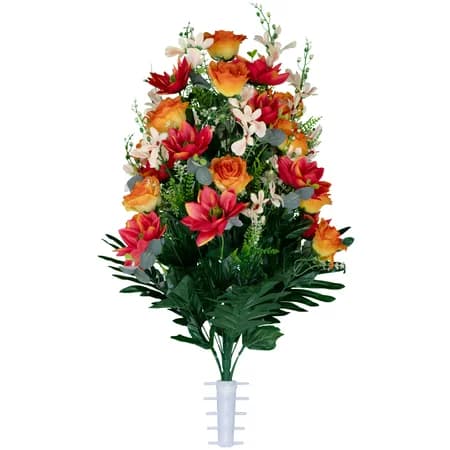Orange Roses and Vermillion Lotus Bouquet