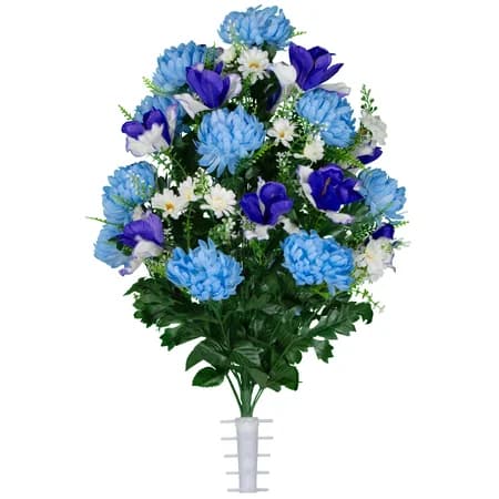 Light Blue Mums and Purple Iris Bouquet - View 1