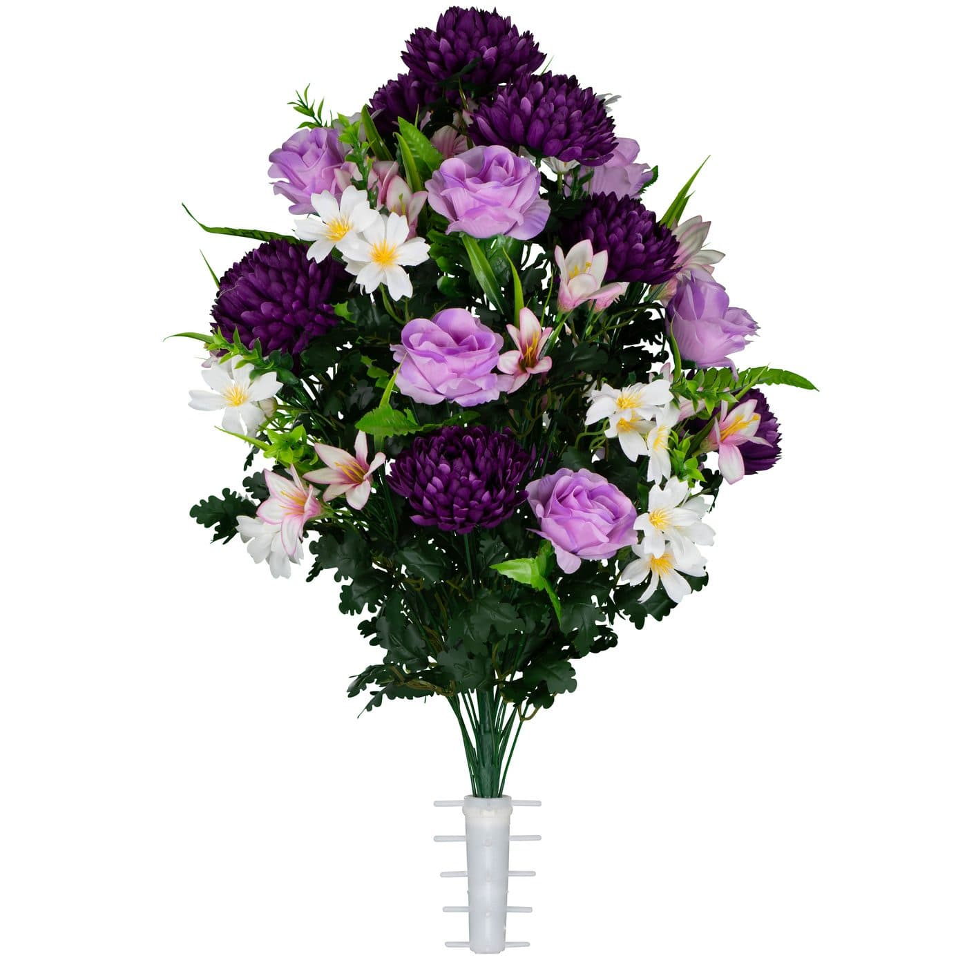 Lavender Roses and Rain Lilies with Purple Mums - View 1