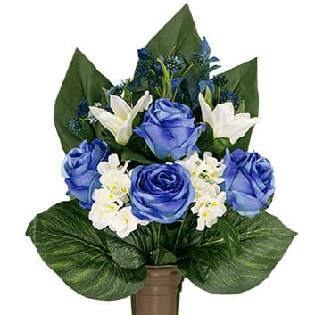 Blue Rose with White Hydrangea and Lily