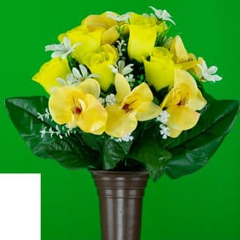 Yellow Orchid with Rose - View 1