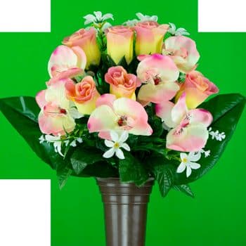 Pink and Peach Orchid with Rose