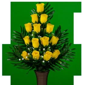 Yellow Rose with Palm Leaves - View 1
