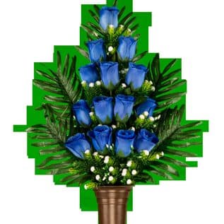 Blue Rose with Palm Leaves