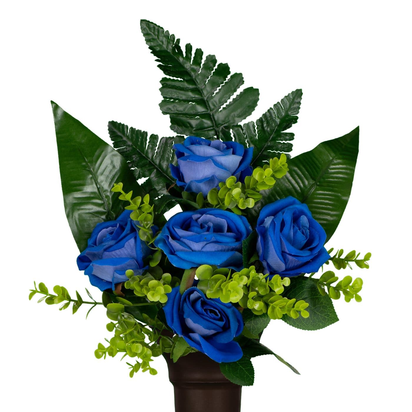 Blue Open Roses - 15 Inches Tall