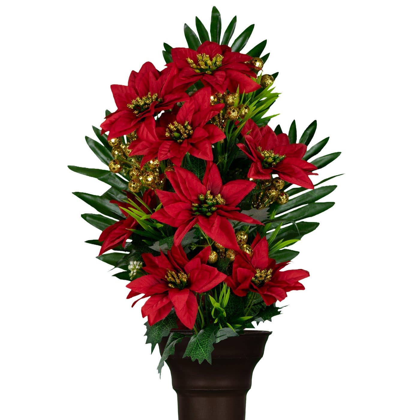 Red Poinsettia with Gold Glitter - View 1