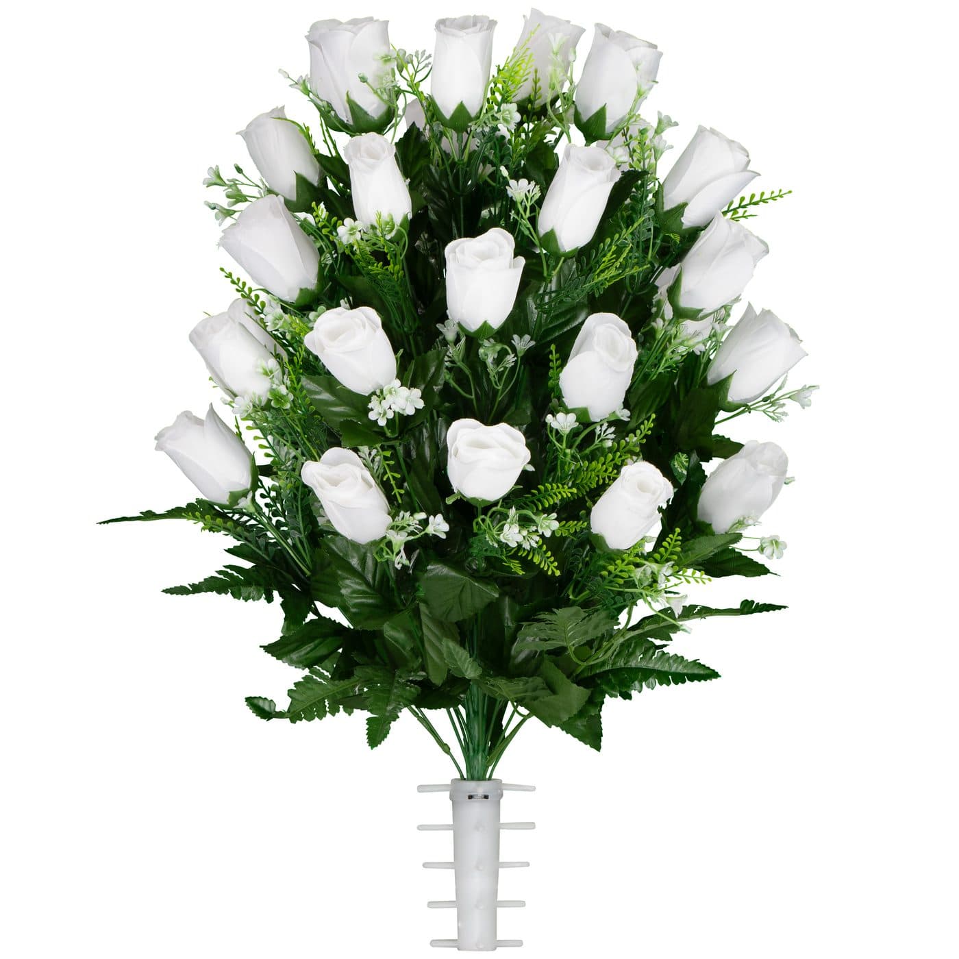 White Roses with Baby's Breath - View 1