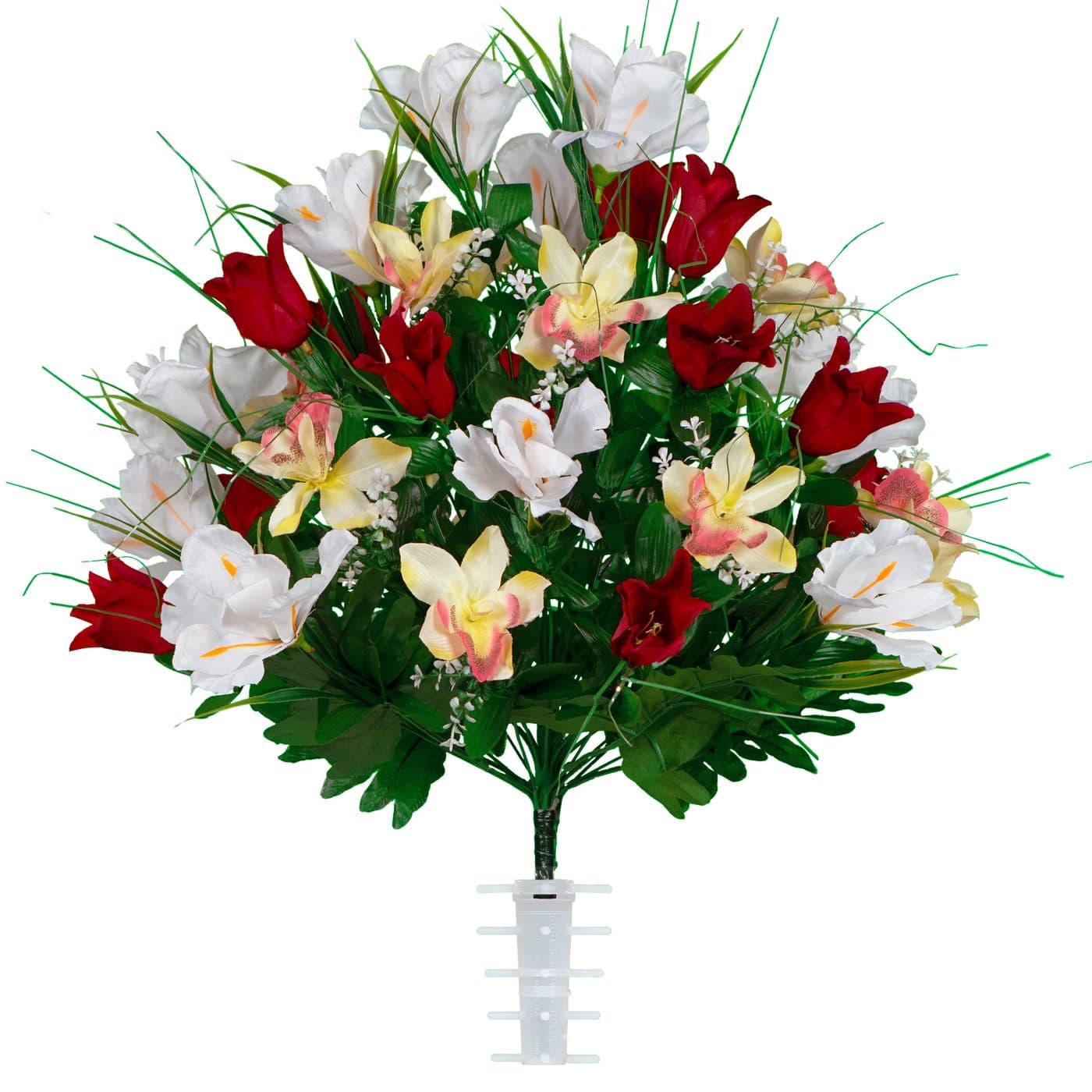 Red Tulips and White Iris - View 1
