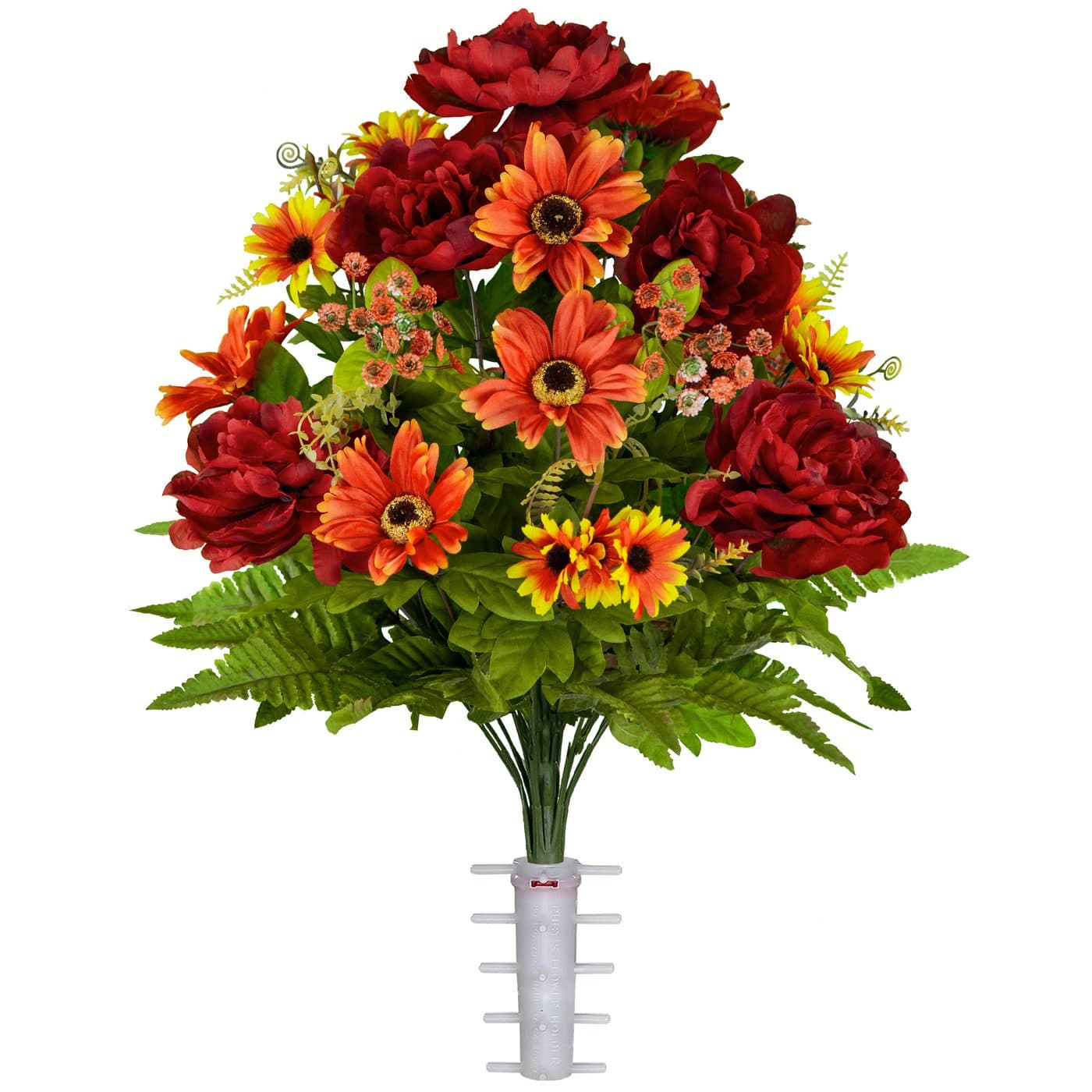 Burgundy Peony and Orange Daisy - View 1