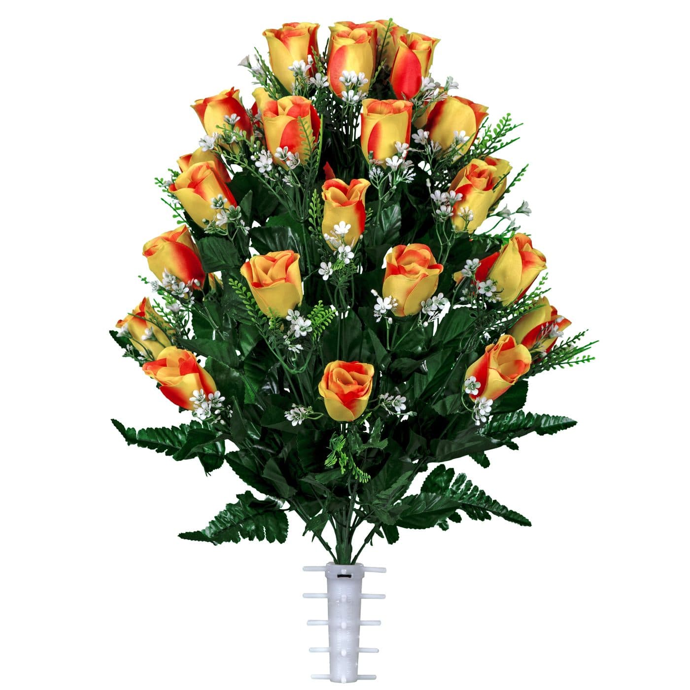 Sunset Orange Rose with Baby's Breath