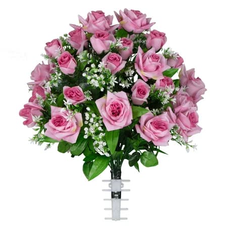 Pink Diamond Rose with Babys Breath - View 1