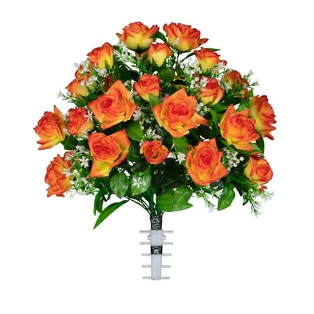 Orange Diamond Rose with Babys Breath