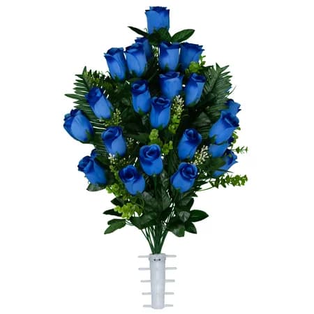 Blue Rose with Palm Leaves - View 1