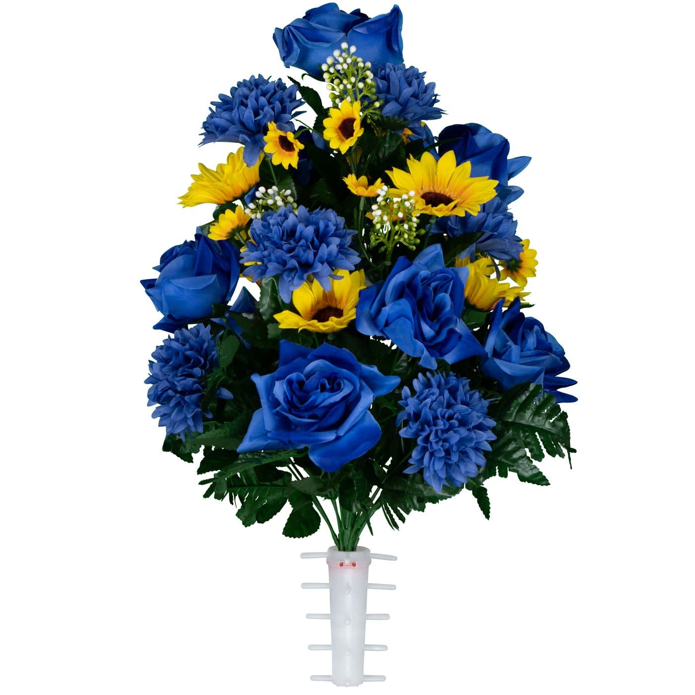 Blue Roses with Blue Mums and Sunflowers